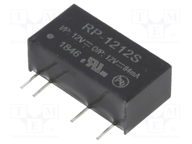 Converter: DC/DC; 1W; Uin: 10.8÷13.2V; Uout: 12VDC; Iout: 84mA; SIP7