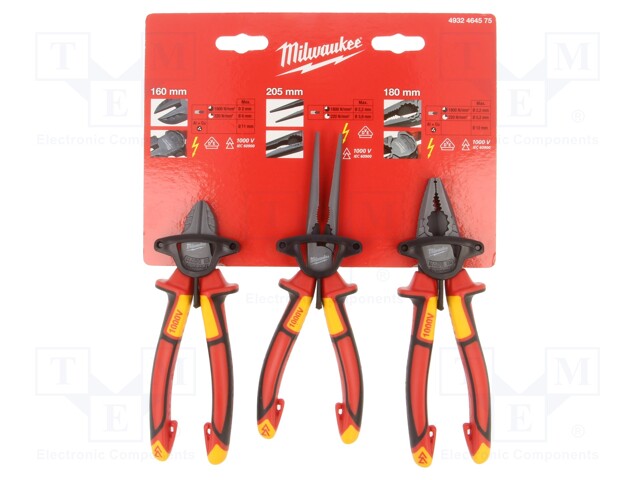 Kit: pliers; side,universal,elongated; 3pcs.