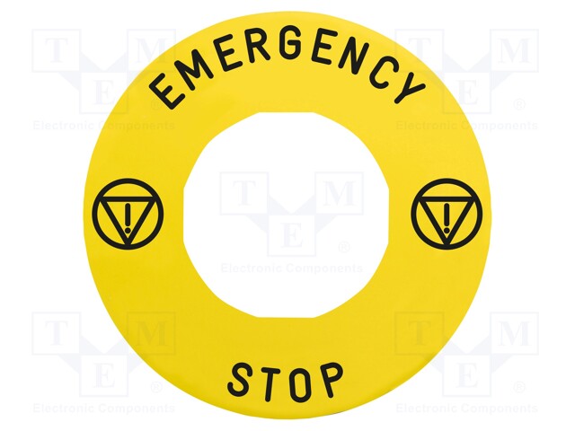 Legend Plate, Harmony Series Switches and Pilot Lights, EMERGENCY STOP, 60 mm Diameter