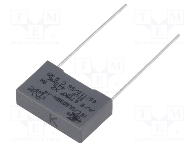 Capacitor: polypropylene; X2; 10nF; 15mm; ±10%; 18x5x11mm; 440VAC