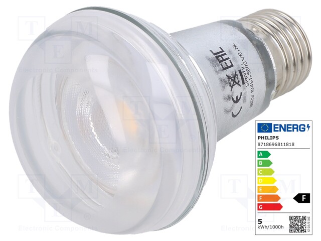 LED lamp; warm white; E27; 230VAC; 345lm; 4.5W; 36°; 2700K