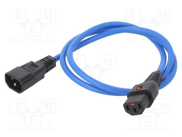 Cable; IEC C13 female,IEC C14 male; 1m; with IEC LOCK locking