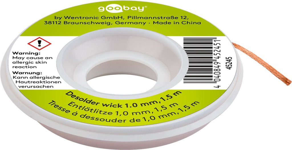 Tape: desoldering;rosin:  W: 1mm; L: 1.5m