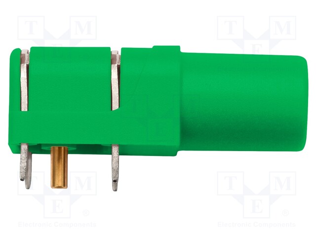 Socket; 4mm banana; 24A; 1kV; green; gold-plated; PCB; -25÷80°C