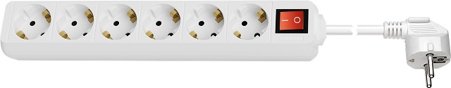 Extension lead; Sockets: 6; PVC; white; 3x1.5mm2; 5m; 16A