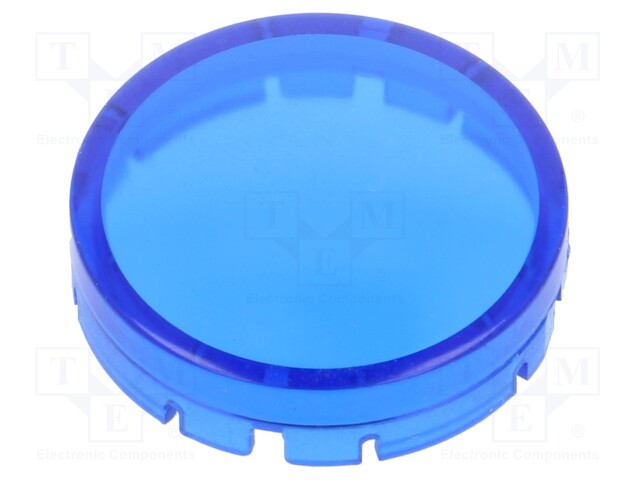 Actuator lens; blue translucent; Face dim: Ø19.7mm; H: 6mm