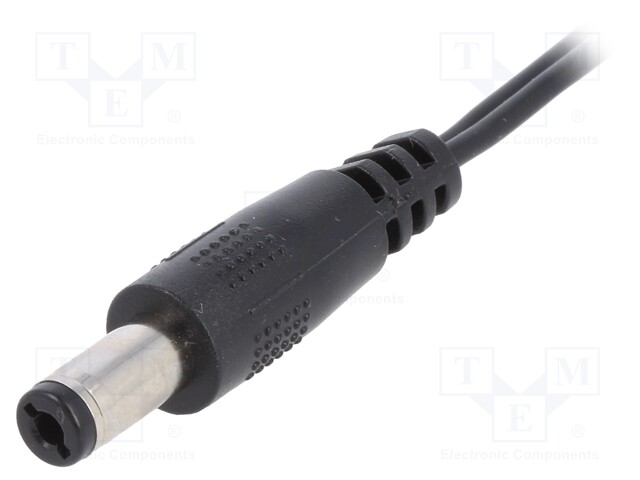 Cable; wires,DC 5,5/2,1 plug; straight; 0.5mm2; black; 0.25m