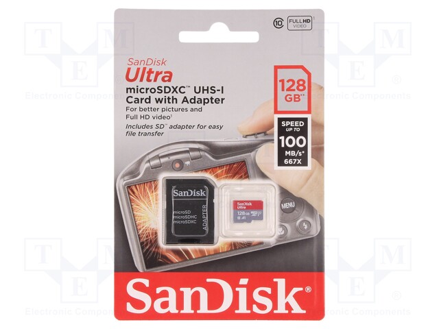 Memory card; Android,Ultra; SD XC Micro; 128GB; 100MB/s; UHS I