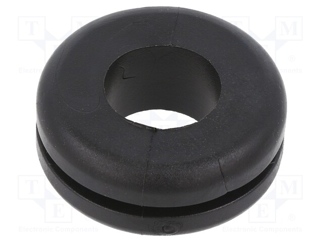 Grommet; Ømount.hole: 19mm; Øhole: 12mm; PVC; black; -30÷60°C