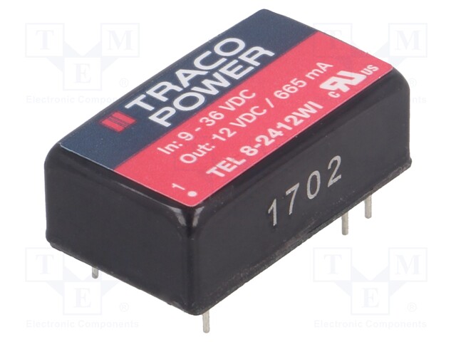 Converter: DC/DC; 8W; Uin: 9÷36V; Uout: 12VDC; Iout: 665mA; DIP16