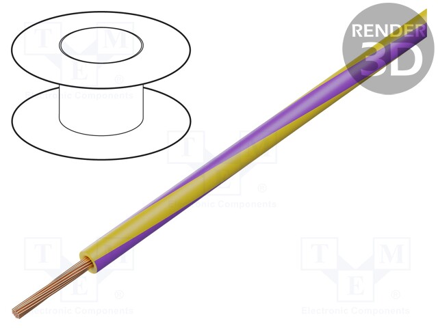 Wire; LgY; stranded; Cu; 2.5mm2; yellow-violet; PVC; 300/500V; 50m