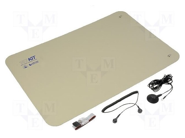 Protective bench kit; ESD; L: 600mm; W: 400mm; D: 2mm; beige; 1MΩ/km