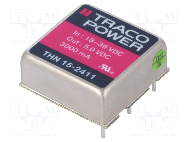 Converter: DC/DC; 15W; Uin: 18÷36V; 5VDC; Iout: 3000mA; 1"x1"; 15g