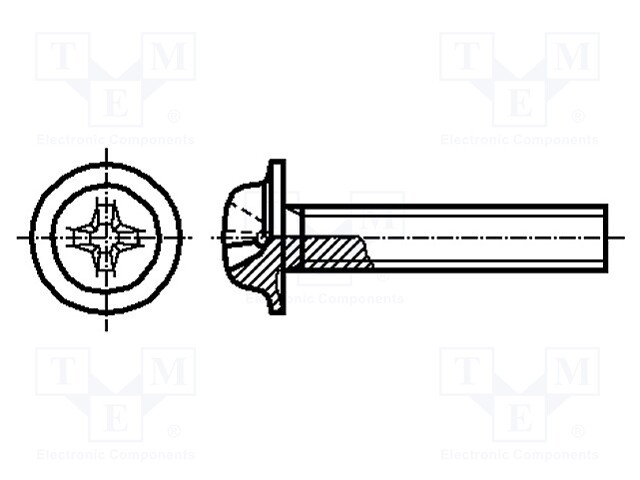 Screw; with flange; M2,5x8; Head: button; Phillips; PH1