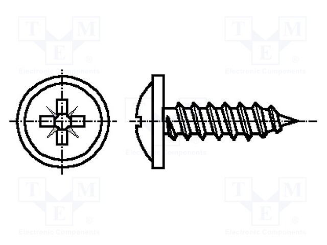 Screw; 4,8x13; Head: button; Pozidriv; steel; zinc; BN: 14072