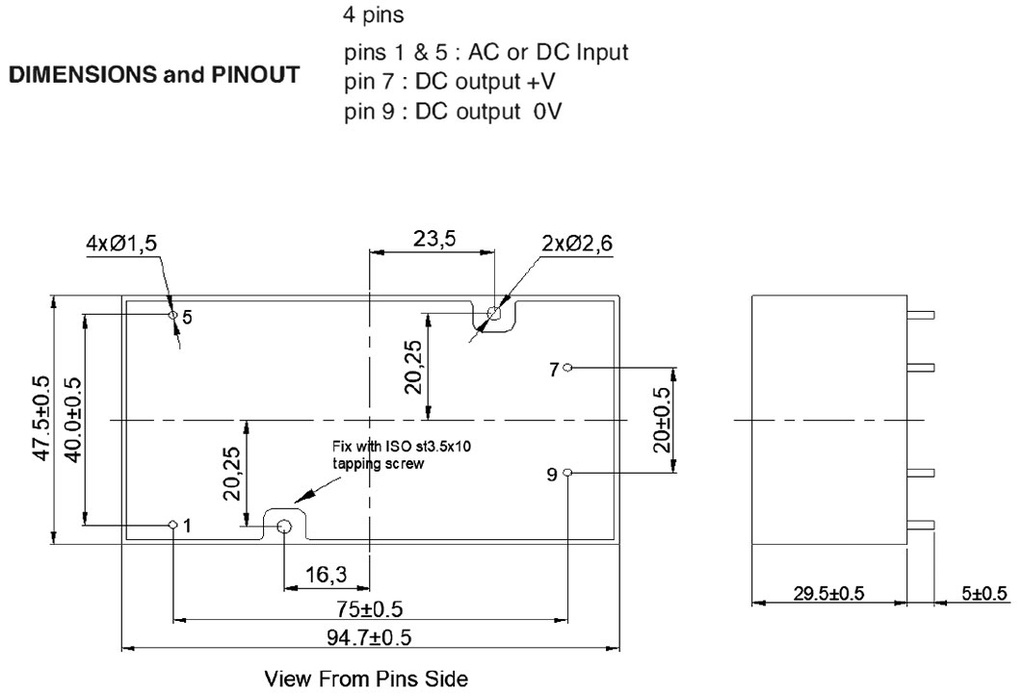 Converter: AC/DC; 50W; Uout: 5VDC; Iout: 10A; 82%; Mounting: PCB