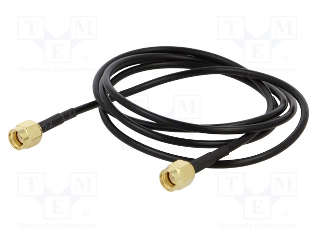 Cable; 50Ω; 1m; RP-SMA male,both sides; black; straight