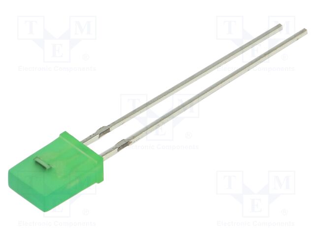 LED; rectangular; 7x5x2mm; bipolar; green; 100mcd; 100°; Front: flat