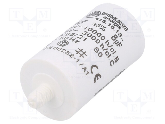 Capacitor: motors, run; 8uF; 425VAC; Ø32x55mm; -25÷85°C; ±5%