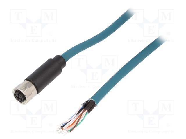 Plug; M12; PIN: 8; female; X code-ProfiNET; IP67; 48V; 500mA; cables