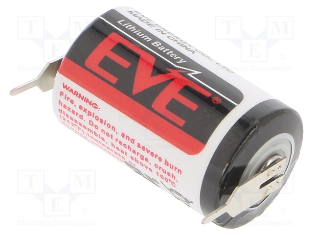 Battery: lithium; 3.6V; 1/2AA,1/2R6; 2pin; Ø14.5x25.4mm; 1200mAh