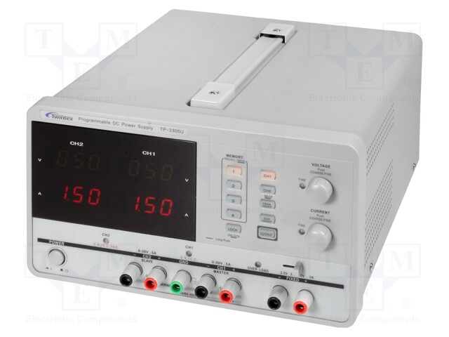 Power supply: programmable laboratory; Channels: 3; 0÷30VDC; 5VDC