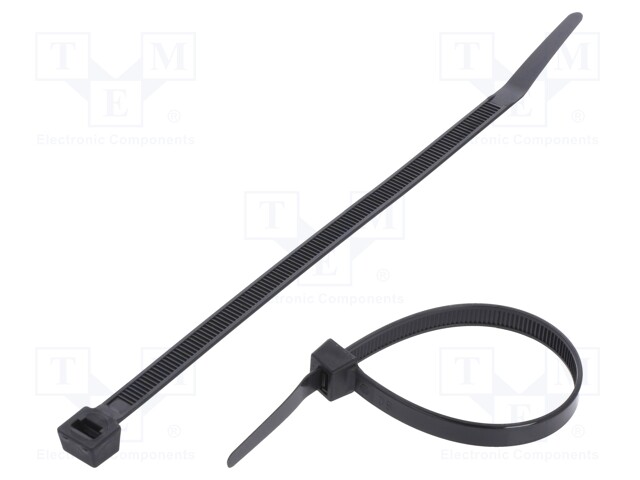 Cable tie; L: 200mm; W: 7.6mm; polyamide; 533N; black; Ømax: 50mm