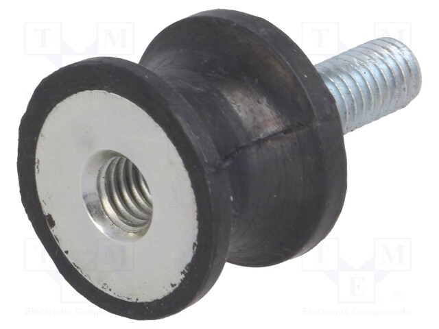 Vibration damper; M6; Ø: 20mm; rubber; L: 15mm; Thread len: 18mm