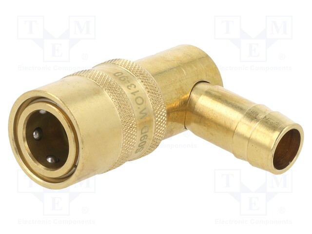 Quick connection coupling; angled 90°; 15bar; Mat: brass; L: 52mm