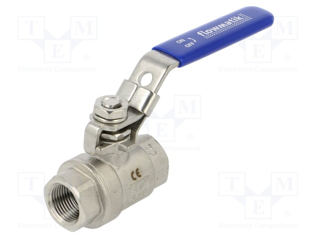 Ball valve; max.63bar; acid resistant steel AISI 316; PTFE