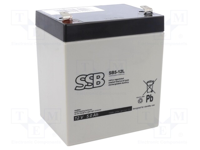 Re-battery: acid-lead; 12V; 5Ah; AGM; maintenance-free
