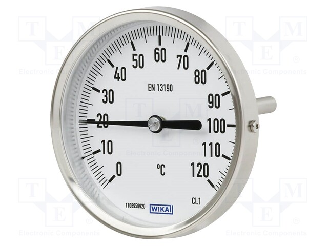 Meter: bimetal thermometer; -20÷60°C; Probe l: 100mm; Ø: 160mm