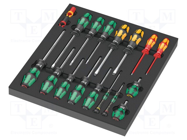 Kit: screwdrivers; Phillips,Pozidriv®,slot; in a foam tray