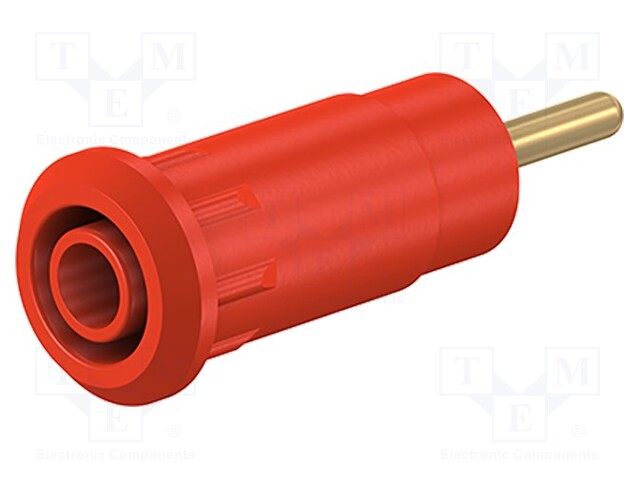 Socket; 2mm banana; Overall len: 29mm; red; Mounting: plug-in