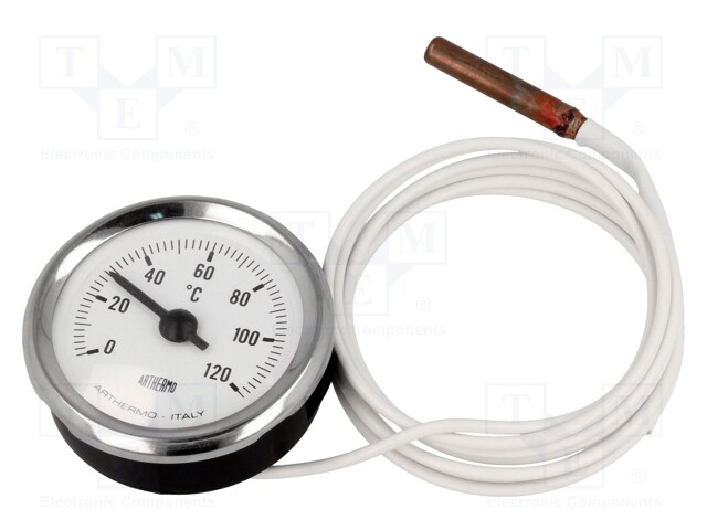 Sensor: thermometer with capillary; Body dim: Ø52x25mm; max.65°C