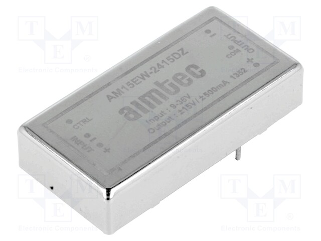 Converter: DC/DC; 15W; Uin: 9÷36V; Uout: 15VDC; Uout2: -15VDC; 2"x1"