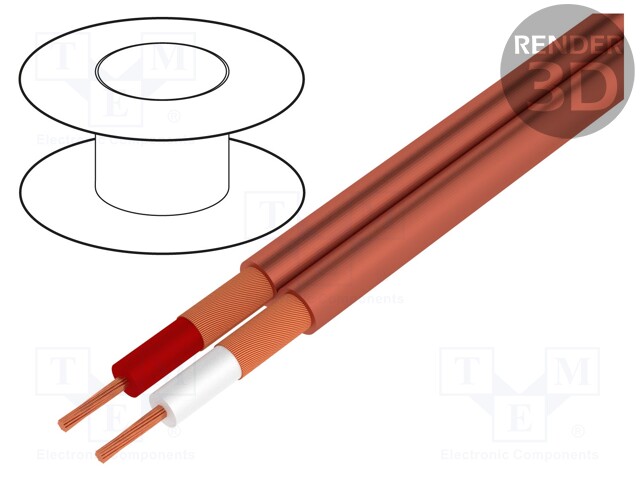 Wire: microphone cable; 2x0,25mm2; red; OFC; PVC; -15÷70°C; 4.5x9mm