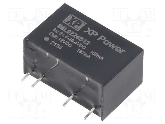 Isolated Board Mount DC/DC Converter, Medical, 1 Output, 2 W, 12 V, 167 mA