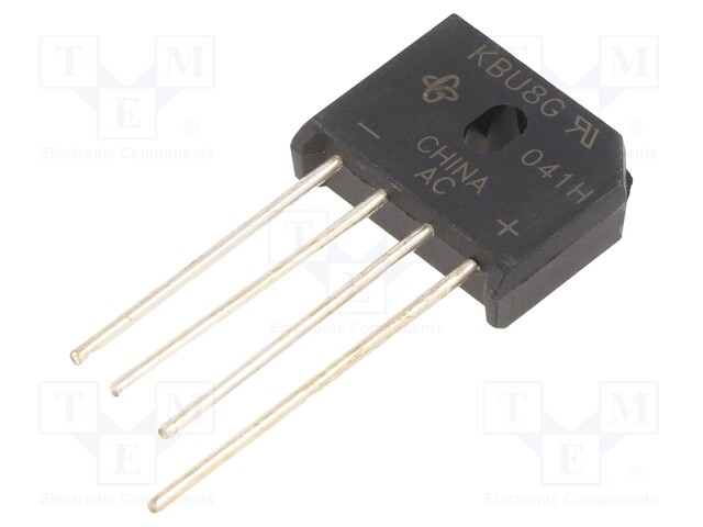 Single-phase bridge rectifier; Urmax: 400V; If: 8A; Ifsm: 200A; KBU