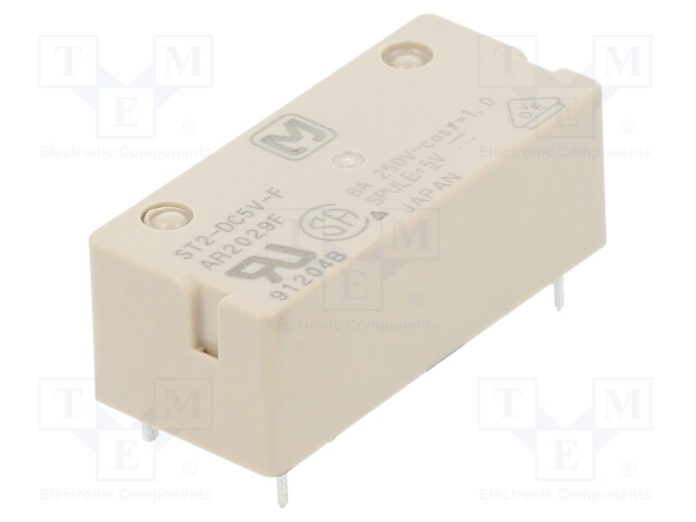 Relay: electromagnetic; DPST-NO; Ucoil: 5VDC; Icontacts max: 8A