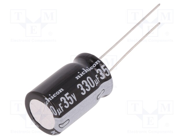 Capacitor: electrolytic; THT; 330uF; 35VDC; Ø12.5x20mm; Pitch: 5mm