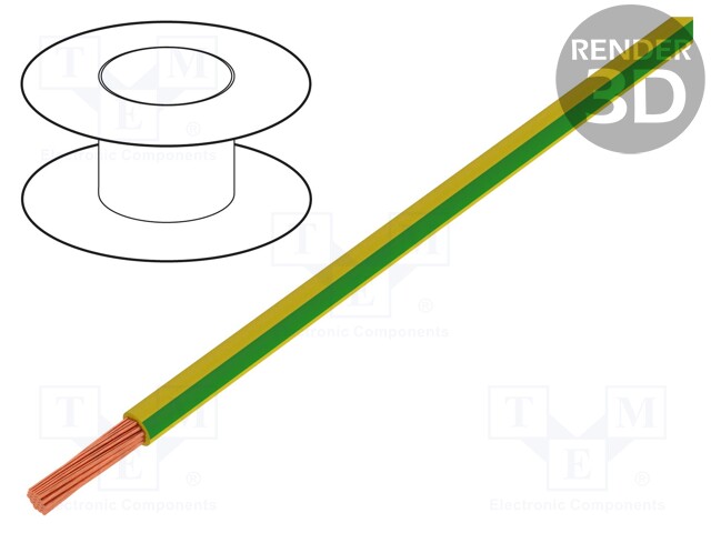 Wire; Silivolt®-E; stranded; 1x2,5mm2; silicone; green-yellow