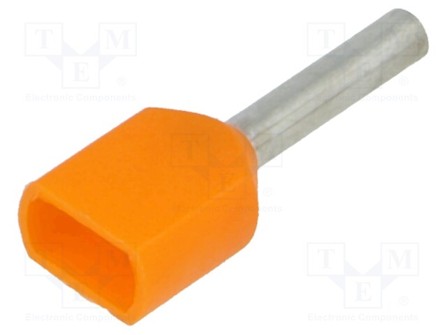 Bootlace ferrule; insulated,double; copper; 0.5mm2; 8mm; tinned