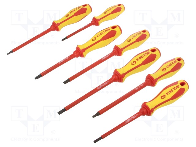 Kit: screwdrivers; Pcs: 7; insulated; Pozidriv®,slot