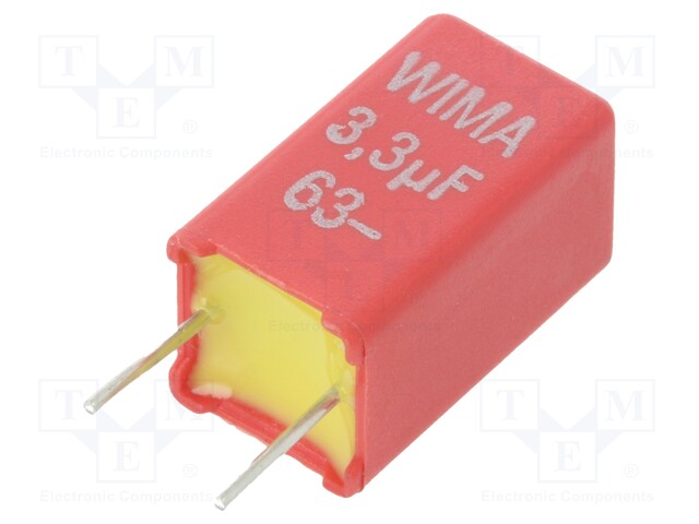 Capacitor: polypropylene; 3.3uF; 5mm; ±10%; 7.2x7.2x13mm; 7.5V/μs