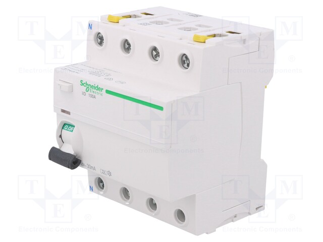 RCD breaker; Inom: 100A; Ires: 30mA; Poles: 4; 400V; Mounting: DIN