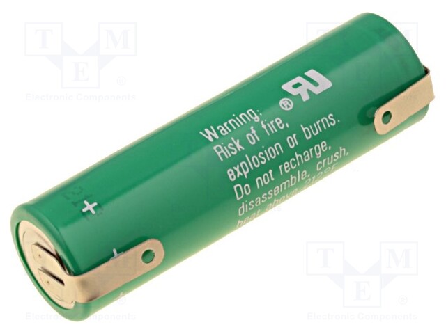 Battery: lithium; 3V; AA; soldering lugs; Ø14.7x50mm; 2000mAh