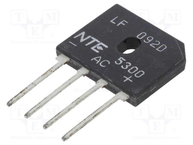 Single-phase bridge rectifier; Urmax: 200V; If: 8A; Ifsm: 200A; THT