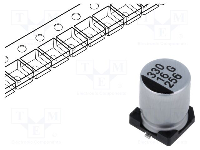 Capacitor: electrolytic; THT; 330uF; 16VDC; 8x10.5mm; ±20%; 2000h