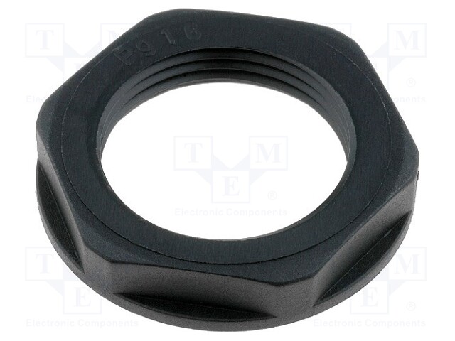 Nut; PG16; polyamide; UL94V-2; 30mm; black; -20÷100°C; Thread: PG